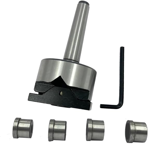 V-Boring Adaptor for Round Bar Drilling on Lathe Machine | Morse Taper MT2 Shank | Tool Steel Construction | 8-40mm Capacity | Includes 5 Drill Guide Bushes