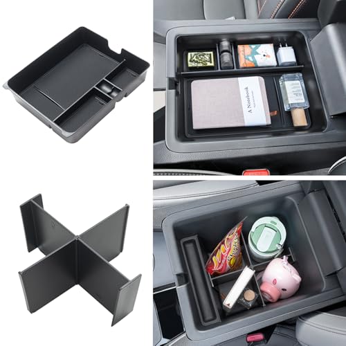 PIMCAR 2-Piece Center Console Organizer & Armrest Divider Set for 2023-2026 Honda Pilot, 2024-2026 Honda PassportRidgeline, Custom Fit Durable ABS Plastic Storage Tray