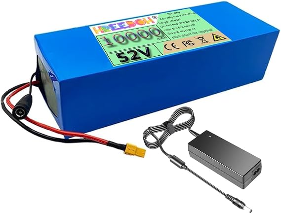 52 Volt Lithium Battery Pack 52V 10Ah Lithium Ion Battery with Charger and BMS Protection Board for 0-520W Motor