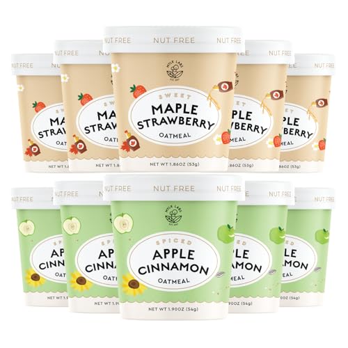 Mylk Labs Protein Oatmeal Cups Variety Pack Apple Cinnamon, Maple Strawberry - Low Sugar Breakfast Quick & Easy Instant Oatmeal, Nut Free, Gluten Free 24 Pack
