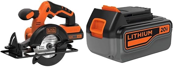 BLACK+DECKER 20V MAX 5-1/2-Inch Cordless Circular Saw with Extra 4-Ah Lithium Ion Battery Pack (BDCCS20C & LB2X4020)