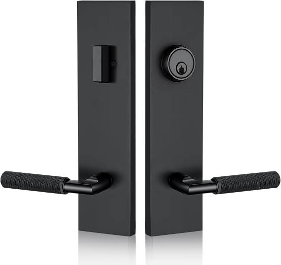 Matte-Black Entry Door Lock Set with Deadbolt