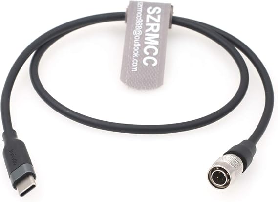 SZRMCC USB C Type-C to Hirose 4 pin Male PD Trigger Power Cable for Zoom F4 F8 Sound Devices 688 644 633 (Stright USB C)