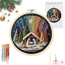 DIY Nativity Embroidery Set Stitch The Holy Story, Christmas Embroidery Kit with Fabric,Threads & Needles, Christian Embroidery Kit for Adults Beginner, Home Decor & Gifts 1Pcs