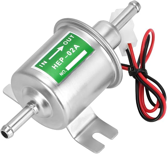 BESULEN Electric Fuel Pump, 12v Heavy Duty Low Pressure Fuel Transfer Pump, Universal Inline Gas Diesel Fuel Pump for Lawn Mower Carburetor Gas Diesel Engine, Car Tuning Accessories (Silver)