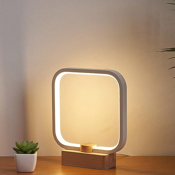 LED Wood Table Lamp, 3-Color Temperature Bedside Lamp,Bedroom Bedside Night Light, Dimmable Led Lighting, Small Table Lamps for Living Room OfficeCreative Home Decor, Unique House warmging Gift [Energy Class F]