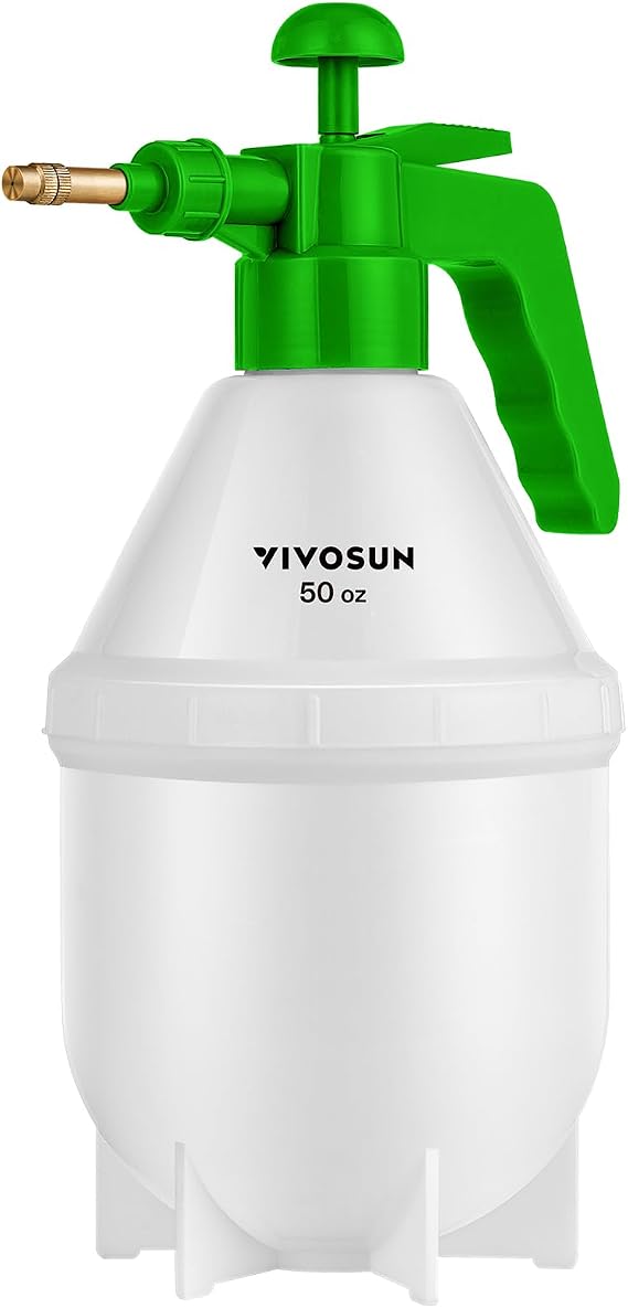VIVOSUN 50oz Pump Sprayer, Handheld Garden Water Sprayer Bottle | with Adjustable Brass Nozzle, for Spraying Plants, Flowers, Weeds and Cleaning, Green