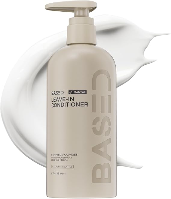 BASED Leave-In Conditioner, Instant Frizz Control, Hydrates & Nourishes Hair, Premium Leave-In Conditioner for Men, Healthy Frizz-Free Hair in Minutes (6.8 Fl Oz Pack of 1)