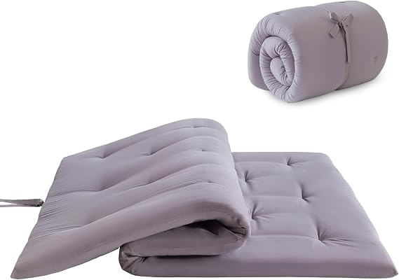 Mollydot Japanese Floor Futon Mattress Full Size 54"x 75", Foldable Bed Mattress, Portable Tatami Mat Sleeping Pad, Folding Futon Cushion, Roll Up Floor Lounger for Guest Room Dormitory (Grey)