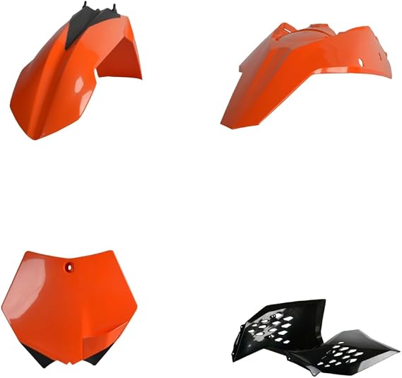 Polisport Motocross (MX) Replica Plastic Enduro Kit for KTM XC/XC-F (2008-10) Dirt Bike OEM Quality, Durable, Flexible & Perfect Fit Orange/Black