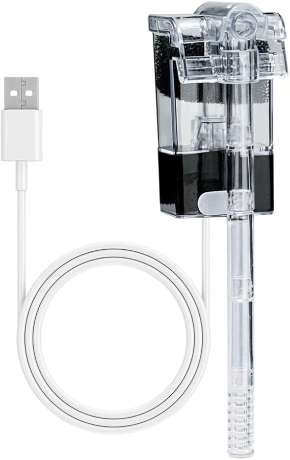 Mini Hang On Back Aquarium Filter, Ultra Quiet Fish Tank, Adjustable Water Flow USB Filters, Betta Nano Tank Filtration System with Bio Sponge