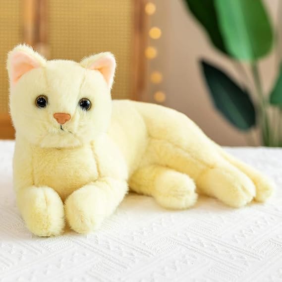 12 inches Stuffed Animal Cat,Children's Plush Stuffed Animal Toy (Yellow)