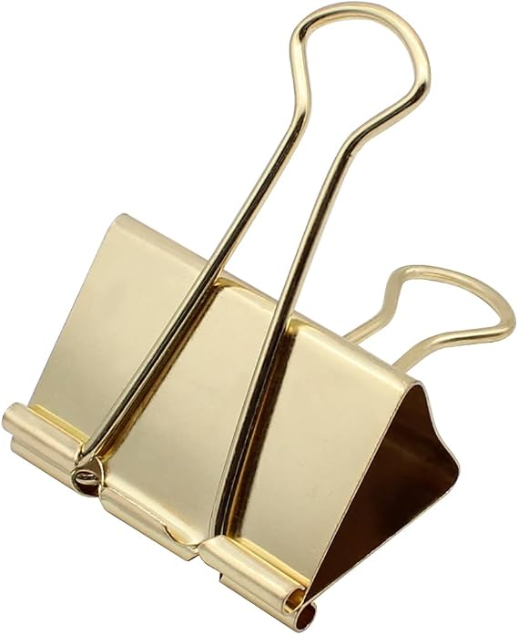 Gold Binder Clips 51mm Large Paper Clamps Foldback Clip, 10 Pieces