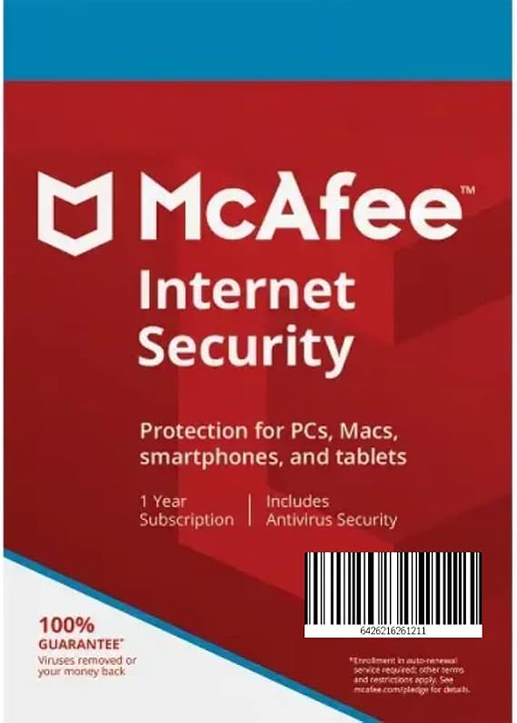 McAfee Internet Security 1-Year | 5- Device (Windows/Mac OS/Android/iOS)