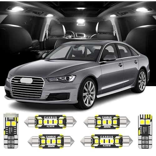 15 Pieces Interior LED Lights Replacement for Audi A6 S6 RS6 C7 4G Sedan Avant 2012-2018 White LED Interior Bulb with Install Tool