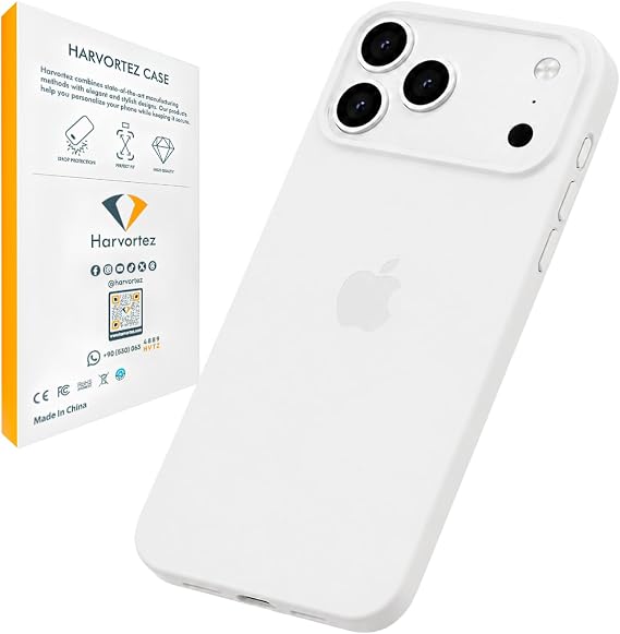 HARVORTEZ iPhone 17 Pro Max Kılıf 6.9" ile Uyumlu, Ultra İnce Cep Telefon Kılıfı, Kamera Bölge Koruyucu, Ekstra Tuş Takımı, TPU Malzeme BPA İçermez, Kolay Temizlenebilir Phone Case - Beyaz