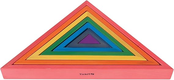 TickiT - 73418 Wooden Rainbow Architect Triangles - Nesting Puzzle - Stacking Blocks for Ages 1+