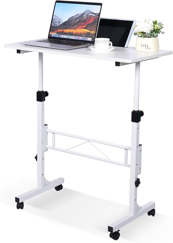 KLSMYHOKI Standing Desk Adjustable Height, Mobile Stand Up Desk with Wheels