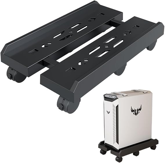 Adjustable Mobile CPU Tower Stand with 6 Locking Caster Wheels