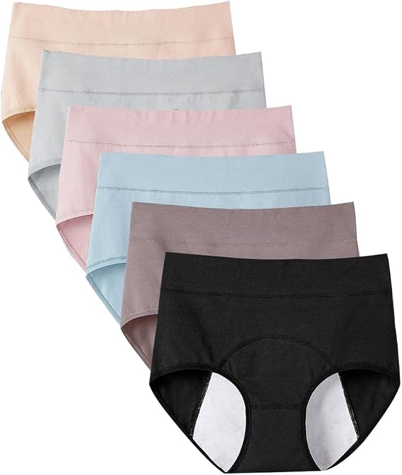 6pcs Incontinence Underwear for Women, High Waisted Ladies Underwear, Reusable Cotton Panties, Washable