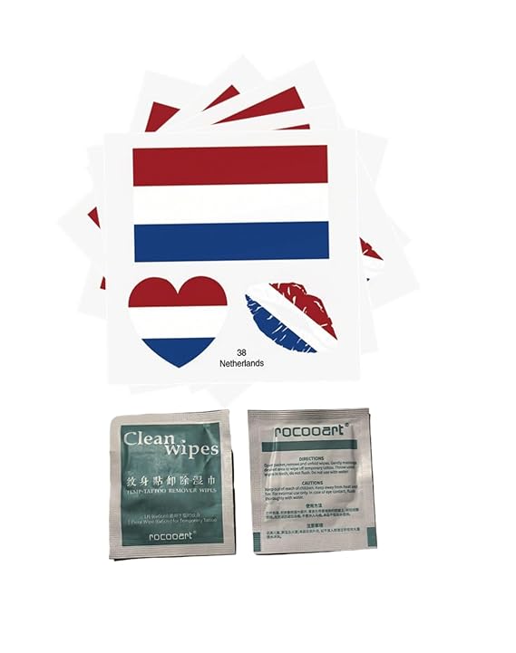 Temporary national flag tattoo stickers, national flag design, for football event themes (Netherlands)