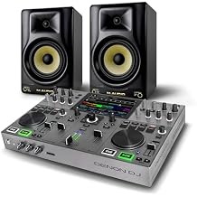Denon DJ PRIME GO+ DJ Controller and M-AUDIO FORTY Pair Studio Monitors for Studio Recording, Music Production, Podcasting, Streaming