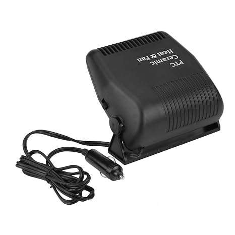 Car Heater, 2 in 1 12V Portable Car Ceramic Heating Defroster Demister Cooling Fan Heater Black