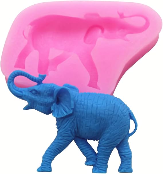2 Pcs Cute Elephant Silicone Mold for DIY Chocolate Cake Topper Decoration Pudding Handmade Ice Cream,DIY Craft Art Candle Making Mould, Sugarcraft Jelly Gumpaste Mold