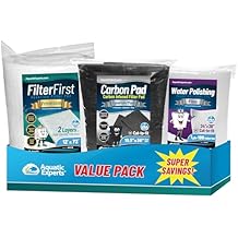 Aquatic Experts FilterFirst 12" x 72" with Polishing Filter Pad 100 Micron-1 Pack and Carbon-Infused Filter Pad 10.5" x 36" Value Pack