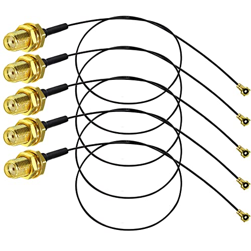 TUOLNK SMA to IPX Coaxial Cable SMA Female Jack Bulkhead to UFL MHF4 RF Pigtail WiFi Antenna Extension Cable 0.81mm IPX Pigtail Coax 12inch30cm 5 pcs