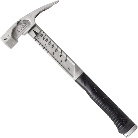 Boss Hammer 14 oz Pro Plus Titanium Hammer | Milled Face, Ti64 Construction Grade, Side Nail Extractor, 20% Thicker Handle, 1/4" Tether Hole, Made in the USA BHPPS14TIM