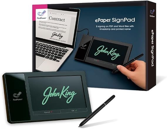 PenPower ePaper SignPad - e-Signature on MS Word, PDF, JPG and PNG with timestamp