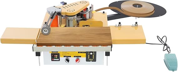 Curve Straight Edge Banding Machine with Automatic Feeding/Cutting & Adjustable Temperature & Dual Banding Types Portable Woodworking Edge Bander for Various Boards And Edge Strips (110V 220.46lbs)