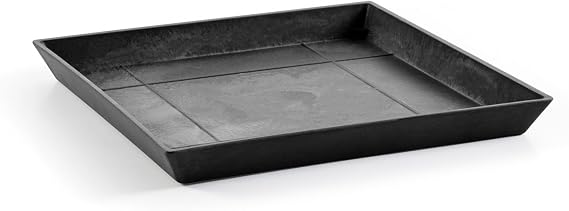 Ecopots Small Square Saucer - 16.9 in x 16.9 in x 1.4 in - Dark Grey