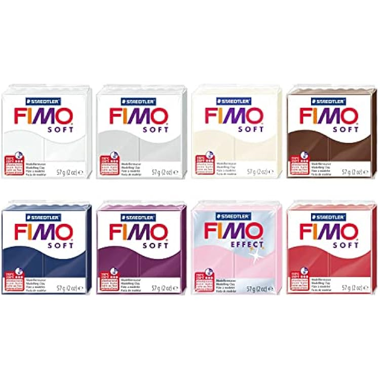 FIMO Soft & Effect Polymer Oven Modelling Clay - 57g - Set of 8 - The Strawberry Cheesecake Collection