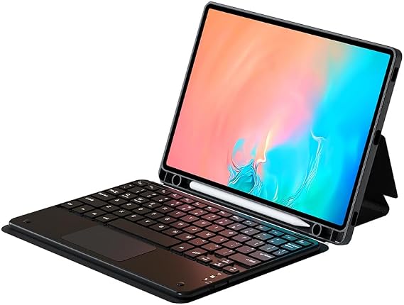 Aksesuarcim Samsung Galaxy Tab S10 Lite SM-X400 ile Uyumlu Kılıf Klavyeli Kalem Bölmeli Bluetooth Bağlantılı Standlı Tablet Kılıfı Siyah