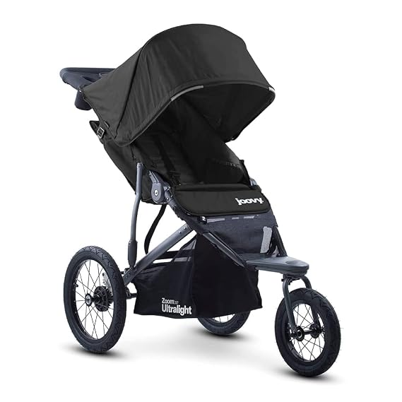 Joovy Zoom360 Ultralight Jogging Stroller, Black | High Child Seat, Shock-Absorbing Suspension, Extra-Large Air-Filled Tires, Parent Organizer, Air Pump, Easy One-Hand Fold