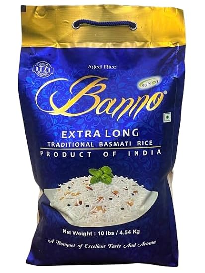 Banno Basmati Rice, Traditional Extra Long Grain, 10 Pounds
