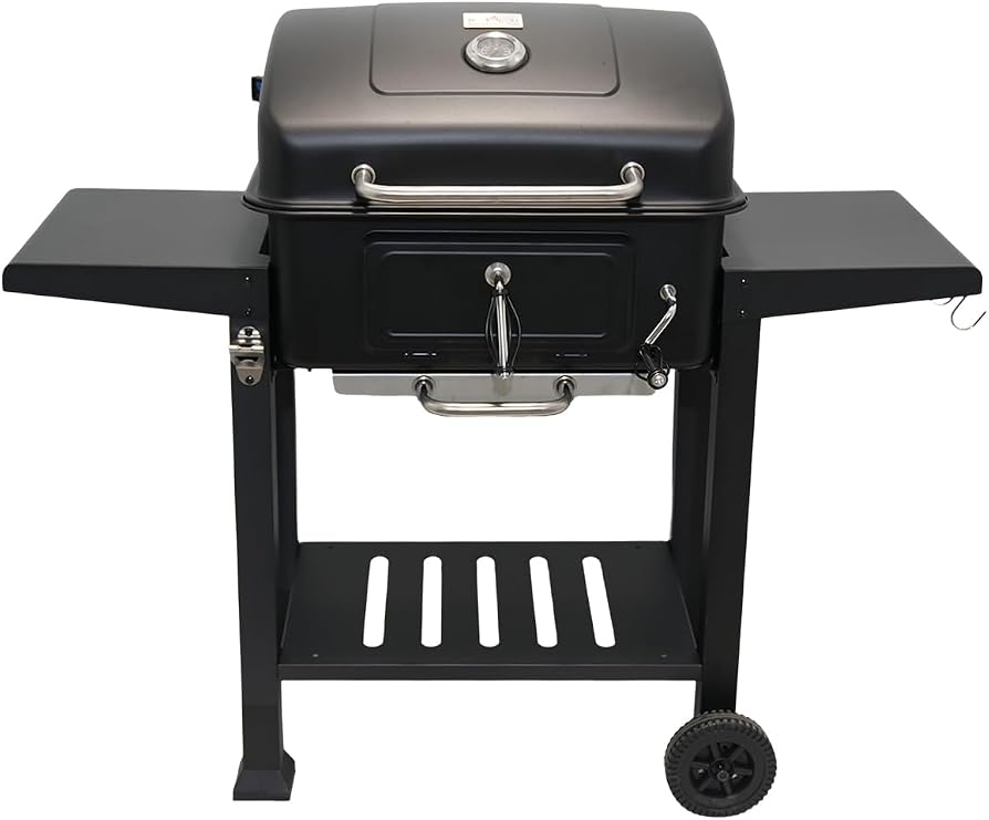 Tekerlekli Kömürlü BBQ Dökme Demir Kömürlü Mangal Fırınlı Büyük Barbekü Izgara 01022