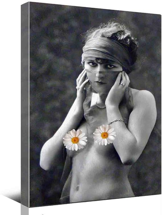Sexy Wall Art For Bathroom-Womens Canvas Art-Black And White Print-Women Photograph-Sexy Art Poster-Coffee Bar Poster-Watercolor Bathroom Art Wall Decor 12x16 Inch Framed Vintage Canvas Wall Art
