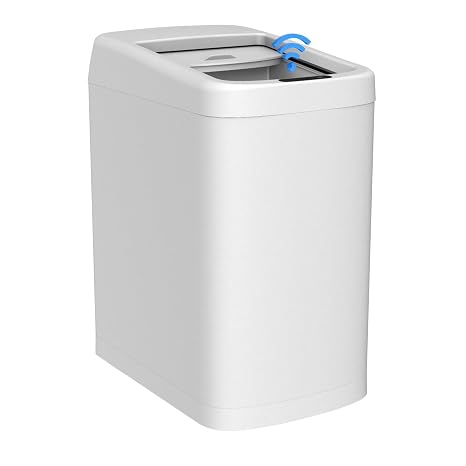 ELLO&ALLO Motion Sensor Trash Can 8 Gallon for Kitchen with Roll Up Lid, Automatic Touch Free High-Capacity Waste Bin White