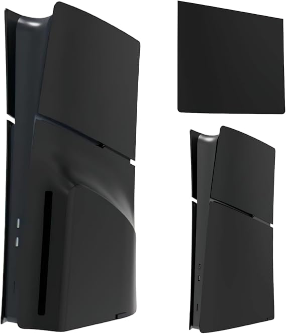 5PCS Face Plates for PS5 Slim Disc and Digital Edition, Cover Shell Panels Accessories Compatible with PlayStation 5 Slim Protective Replacement FacePlates (Matte Black)