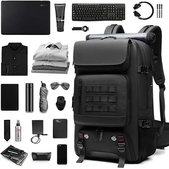 Waterproof 17.3" inch 60L Shoe Split Travel Backpack - Laptop Split, USB Charging Input