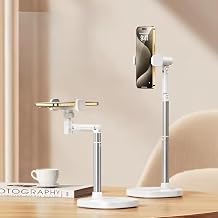 Coverzone Jopree X66F | Ayarlanabilir Telefon Standı 360° Döner, Canlı Yayın/Çekim İçin Ergonomik Masaüstü Tutucu, Alüminyum Alaşımlı, Video & Sohbet Destekli, 75-115mm Telefonlar İçin (Beyaz)