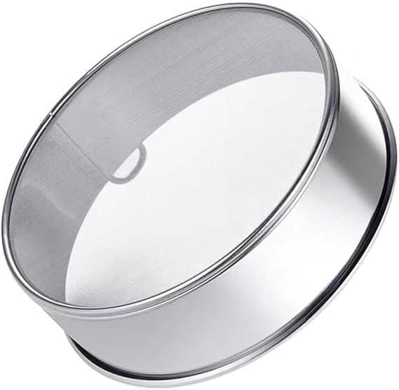Flour Sifter Round Flour Sieve Strainer with 60 Mesh Premium Rustproof Stainless Steel Fine Mesh for Baking 9.84 inch x 1.97 inch