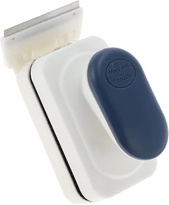 Aquarium Magnetic Glass Cleaner Brush, Magnet Fish Tank Glass Cleaner w 2 Detachable Scraper, Magnet Fish Tank Cleaning Tool for, Blue White