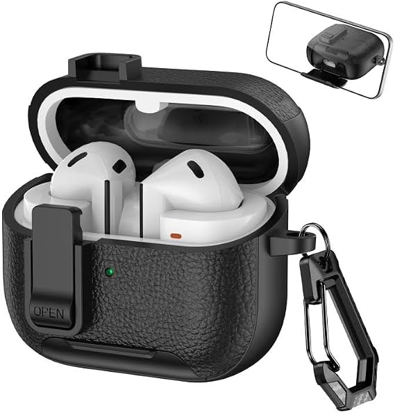 Rongep Samsung Galaxy Buds 3-Pro-3 FE için Guard-Stant Kulaklık Kılıfı Çizilme ve Darbe Önleyici Buds 3 Pro Koruyucu Rahat Tutuş Sağlayan Kilit Tasarımlı Deri Görünümlü Buds 3 Pro Kılıfı (Siyah)
