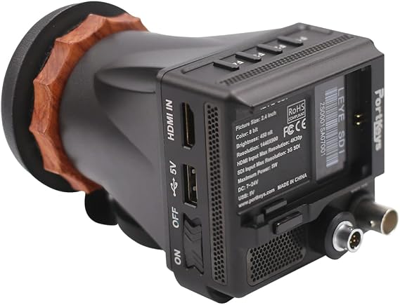 Portkeys LEYE SDI Electronic Viewfinder 2.4 Inch LCD Monitor with Battery Plate [Adjustable Diopter +8D~-3D]
