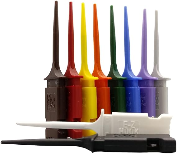 E-Z-HOOK Micro-Hook Double Grabber Test Connector - Set of 10: Assorted Colors