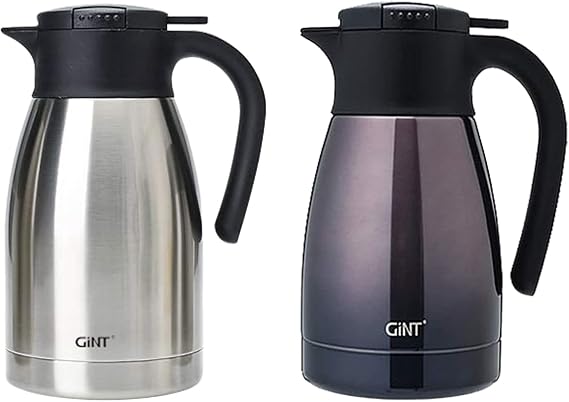 2 Pack 51Oz Thermal Coffee Carafe Stainless Steel Double Walled Vacuum Insulated Coffee Carafes For Keeping Hot 12 Hour (Silver+Purple 1.5L)